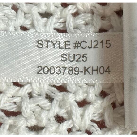 J. Crew Short Sleeve Crochet Cardigan Sweater Ivory Navy CJ215 Size M - Picture 13 of 13